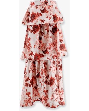 ACTUALEE Flounced Long Skirt - White