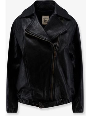 Semicouture Oversize Textured Leather Jacket - Black