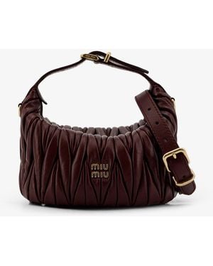 Miu Miu Matelasse Leather Handbag - Brown