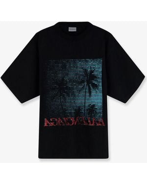 Balenciaga Cotton T-Shirt With Front Print - Black