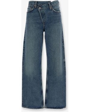 Agolde Regenerative Cotton Jeans With Distressed Profiles - Blue