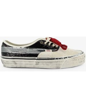 Vans Lx Authentic 44 Suede Sneakers With Micro-Sequin Detailing On The Side - White