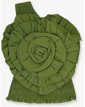 FARM Rio Linen And Viscose Top - Green