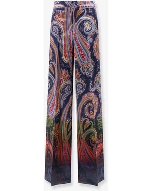 Etro Wide-Leg Pants With Paisley Pattern - Purple