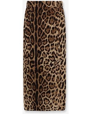 Dolce & Gabbana Dolce & Gabbana Stretch Viscose Longuette Skirt With Animal Print - Natural