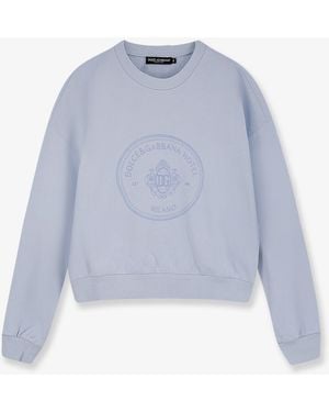 Dolce & Gabbana Cotton Sweatshirt With Iconic Logo - Blue