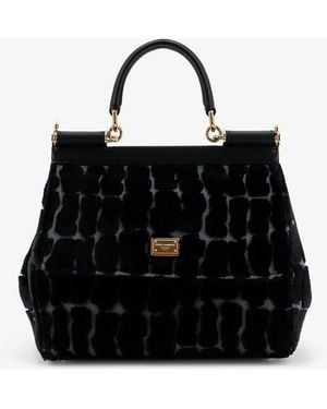 Dolce & Gabbana Sicily Velvet Handbag - Black