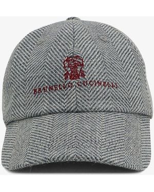 Brunello Cucinelli Baseball Hat With Logo Embroidery - Gray