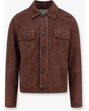 Amaranto Leather Jacket With Pockets - Brown