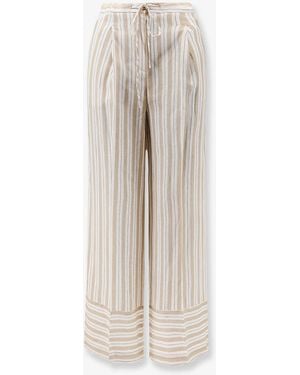 Semicouture Striped Linen Pants - White