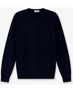 Bramani Cashmere Ribbed Cashmere Crew Neck Jumper - Blue