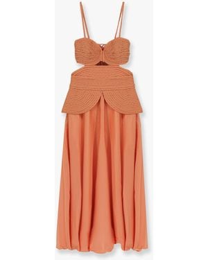 PATBO Satin Sunset Midi Dress With Braided Corset - White