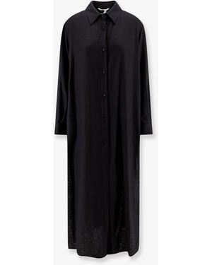 Hevò Arigliano Viscose And Linen Chemisier Dress - Black