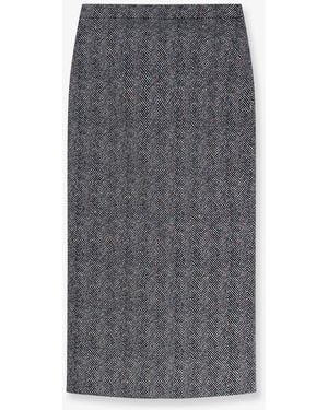 Givenchy Herringbone Motif Cotton Skirt - Gray