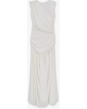 ACTUALEE Draped Long Dress - White