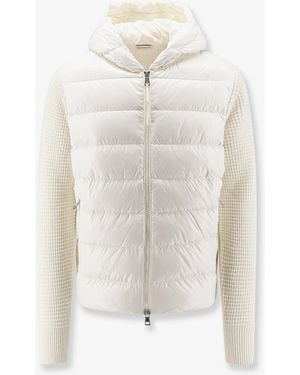 Moncler Nylon Jacket With Wool Cashmere Sleeves - White