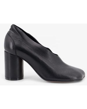 MM6 by Maison Margiela Leather Court Shoes With Iconic Atomic Toe - Blue