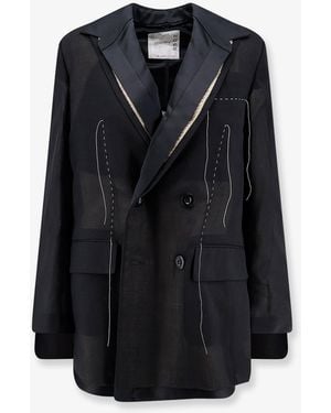 Sacai Silk And Organza Blazer - Blue