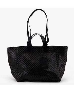 IBELIV Elmio Medium Vegetable Leather Shoulder Bag With Woven Pattern - Black
