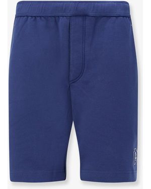 Brunello Cucinelli Cotton Bermuda Shorts With Contrasting Logo - Blue