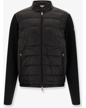 Moncler Padded Jacket/Cardigan With Wool Inserts - Black