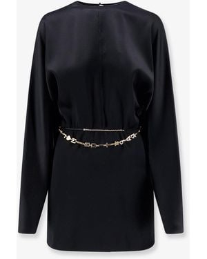 Saint Laurent Mini Lenght Dress With Metal Detail - Blue