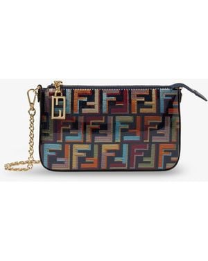 Fendi Baguette Ff Fabric Clutch Bag - White
