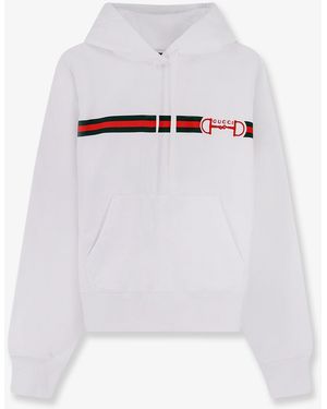 Gucci Cotton Sweatshirt With Embroidered Horsebit On The Front - White