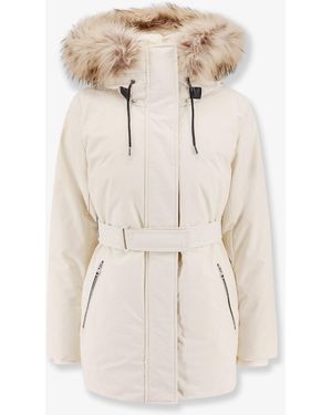 Mackage Hooded Down Puffer Jacket with Belt - Natural