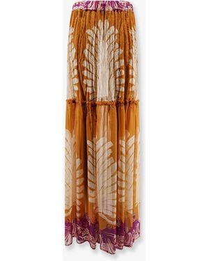 BYE Firenze Gale Palme Viscose And Silk Skirt - White
