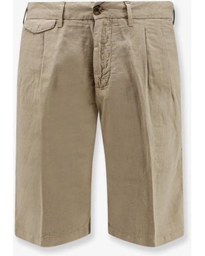 NUGNES 1920 Modern Fit Linen And Cotton Bermuda Shorts - Natural