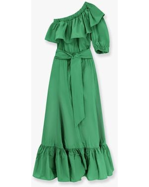 Lavi One-Shoulder Long Dress With Ruffle - Green