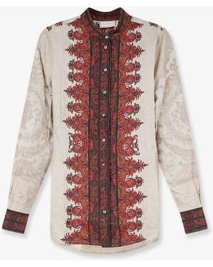 Pierre Louis Mascia Silk Shirt With Contrasting Print - Natural