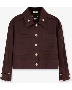 Elisabetta Franchi Cropped Viscose Jacket - Brown