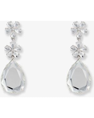 Self-Portrait Crystal Flower Tiered Earrings - White