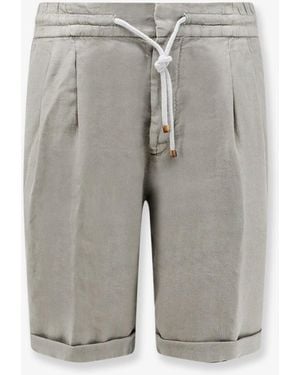 Brunello Cucinelli Linen Bermuda Shorts With Drawstring - Grey