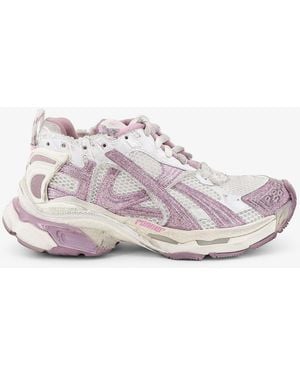 Balenciaga Runner Mesh Trainers With Glitter Inserts - White