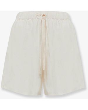 Laneus Viscose And Linen Blend Cancun Bermuda Shorts - White