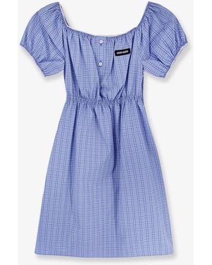 Miu Miu Madras Cotton Mini Dress - Blue