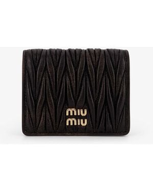 Miu Miu Matelasse Leather Wallet - Black