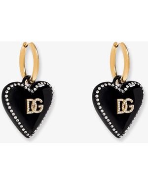 Dolce & Gabbana Metal Earrings With Rhinestones - Metallic