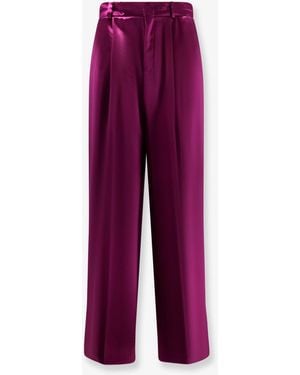 Alberta Ferretti Satin Trousers With Pinces - Purple