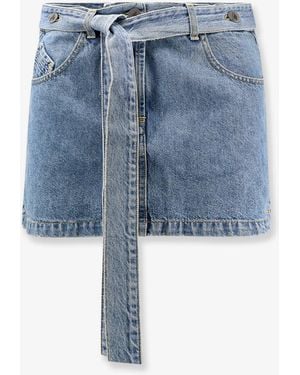 The Attico Denim Skirt With Belt - Blue