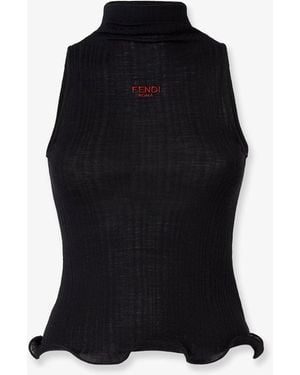 Fendi Ribbed Virgin Wool Top - Black