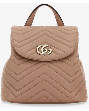 Gucci "Gg Marmont" Small Backpack - Natural