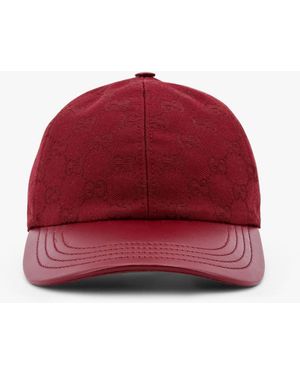 Gucci Baseball Cotton Blend Hat With Gg Motif - Red