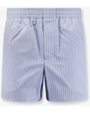 Ami Paris Cotton Bermuda Shorts With Striped Pattern - Blue
