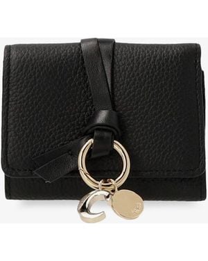 Chloé Mini Alphabet Trifold Leather Wallet - Black