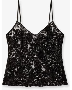 Golden Goose Tulle Top With Sequins Embroidery - Black