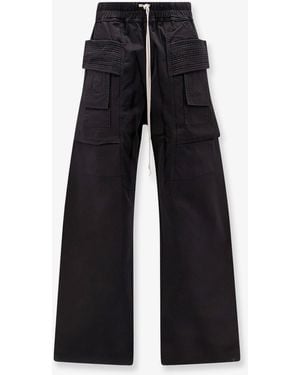 Rick Owens Creatch Wide Cotton Cargo Trousers - Black